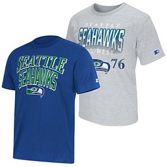 Men's Starter Royal/Gray Seattle Seahawks Two-Pack Throwback Logo T-Shirt Set