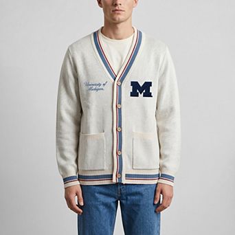 Unisex Uscape Apparel Natural Michigan Wolverines Americana Striped Full-Button Cardigan