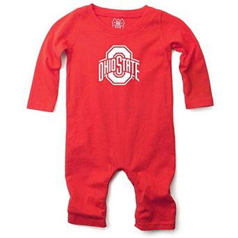 Infant Wes & Willy Scarlet Ohio State Buckeyes Long Sleeve Romper