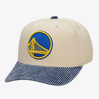 Men's Mitchell & Ness Cream/Blue Golden State Warriors Washed Corduroy Pro Crown Snapback Hat