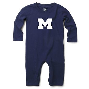 Infant Wes & Willy Navy Michigan Wolverines Long Sleeve Romper