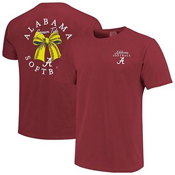 Women's Image One Crimson Alabama Crimson Tide Comfort Colors Softball Bow T-Shirt