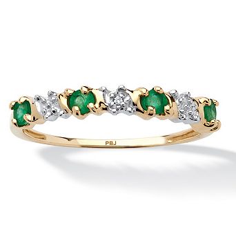 .32 TCW Genuine Emerald and Diamond accent Band in 18k Gold-Plated