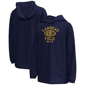 Youth Under Armour Navy Notre Dame Fighting Irish 2026 Shamrock Series Arch Field Sign Fleece Hoodie