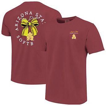 Women's Image One Maroon Arizona State Sun Devils Comfort Colors Softball Bow T-Shirt