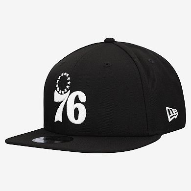 Men's New Era Black Philadelphia 76ers Team 9FIFTY Snapback Hat