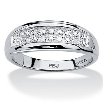 Men's Round Genuine Diamond Wedding Ring 1/8 TCW in Platinum-plated