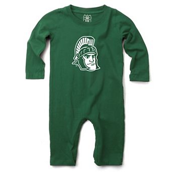 Infant Wes & Willy Green Michigan State Spartans Long Sleeve Romper