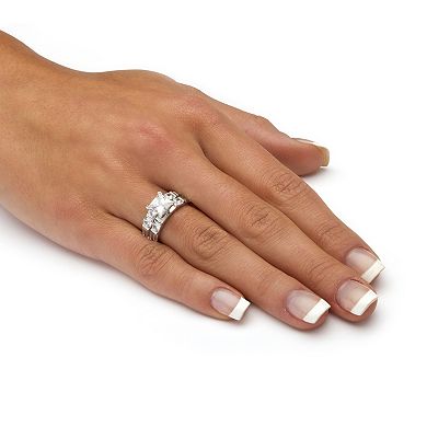 2 Piece 3.46 TCW Princess-Cut Cubic Zirconia Bridal Ring in Platinum-plated