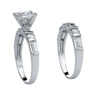 2 Piece 3.46 TCW Princess-Cut Cubic Zirconia Bridal Ring in Platinum-plated