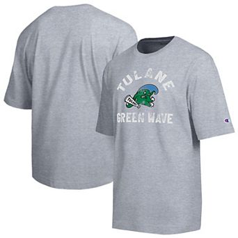 Men's Champion Heather Gray Tulane Green Wave Weathered Team T-Shirt