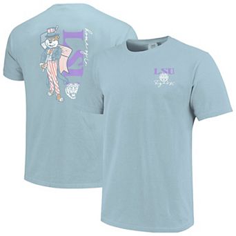 Women's Light Blue LSU Tigers Americana Mascot Comfort Colors T-Shirt