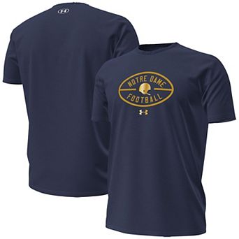 Men's Under Armour Navy Notre Dame Fighting Irish 2026 Shamrock Series Metallic Football Icon Performance Cotton T-Shirt