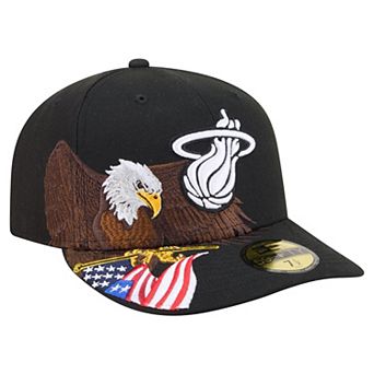 Men's New Era Black Miami Heat Freedom Pre-Curved 59FIFTY Fitted Hat
