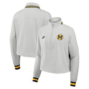 Women's Nike Gray Michigan Wolverines Legacy Heritage Dri-FIT Half-Zip Sweatshirt