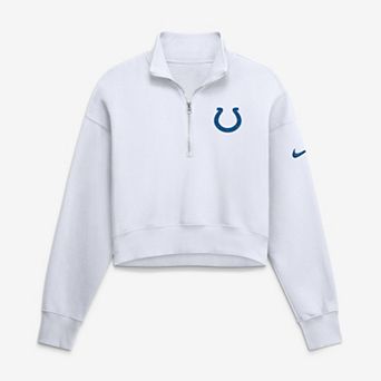 Women's Nike White Indianapolis Colts Oversized Phoenix Fleece Cropped Quarter-Zip Sweatshirt