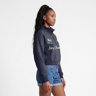 Women's Champion Navy Notre Dame Fighting Irish Academic Triumph Quarter-Zip Pullover