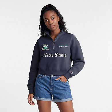 Women's Champion Navy Notre Dame Fighting Irish Academic Triumph Quarter-Zip Pullover