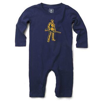 Infant Wes & Willy Navy West Virginia Mountaineers Long Sleeve Romper