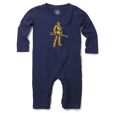 Infant Wes & Willy Navy West Virginia Mountaineers Long Sleeve Romper