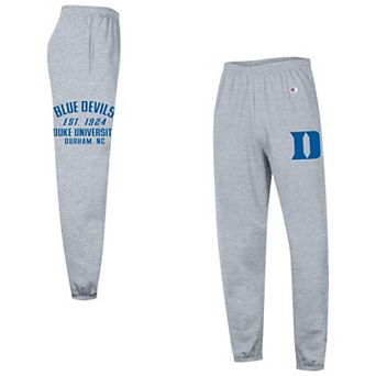 Men's Champion Heather Gray Duke Blue Devils Powerblend Banded Fleece Sweatpants
