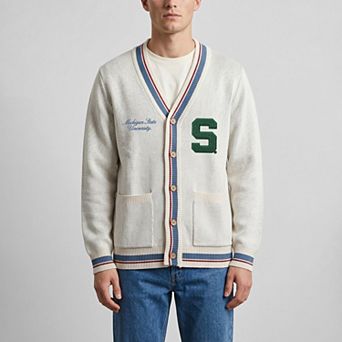 Unisex Uscape Apparel Natural Michigan State Spartans Americana Striped Full-Button Cardigan