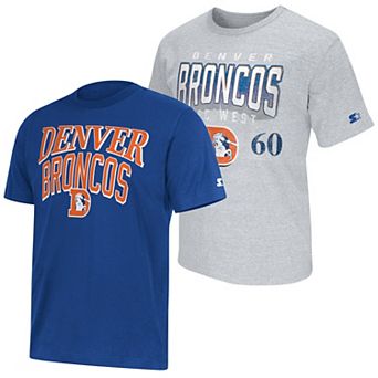 Men's Starter Royal/Gray Denver Broncos Two-Pack Throwback Logo T-Shirt Set
