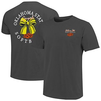 Women's Image One Charcoal Oklahoma State Cowboys Comfort Colors Softball Bow T-Shirt