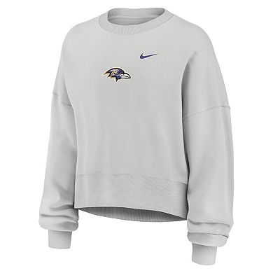 Women's Nike Gray Baltimore Ravens Oversized Primetime Phoenix Fleece Sweatshirt