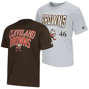 Men's Starter Brown/Gray Cleveland Browns Two-Pack Throwback Logo T-Shirt Set