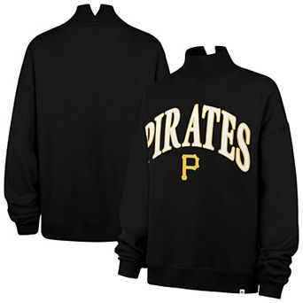 Women's '47 Black Pittsburgh Pirates Oversized Vantage Mock Neck Sweatshirt