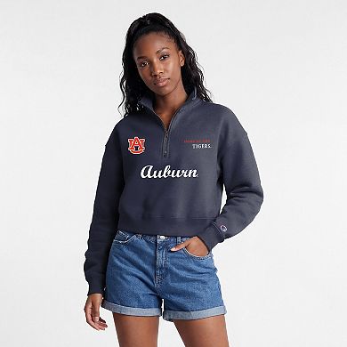 Women's Champion Navy Auburn Tigers Academic Triumph Quarter-Zip Pullover