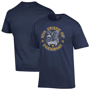 Men's Champion Navy West Virginia Mountaineers Americana 250 Years of Freedom Tonal T-Shirt