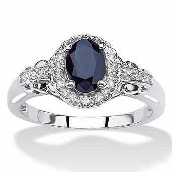 Genuine Blue Sapphire and White Topaz Cocktail Ring 1.12 TCW in Platinum-plated
