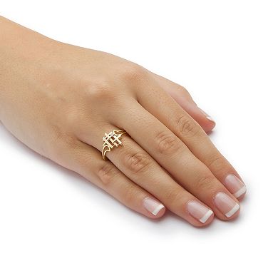 Diamond Accent Triple Cross Ring in Solid 18k Gold-Plated