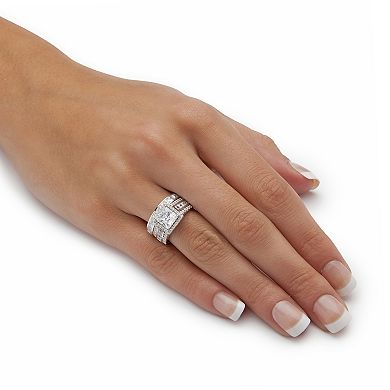 3.31 TCW Square Cubic Zironica Two-Piece Bridal Ring Set in Platinum-plated