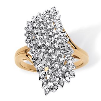 1/9 TCW Round Pave Diamond Cluster Ring in 18k Gold-plated