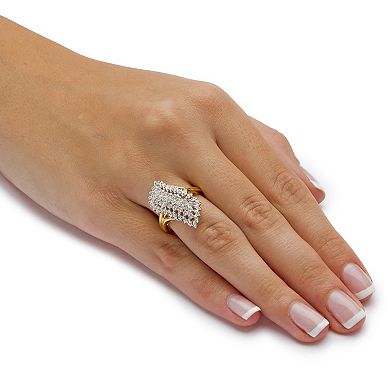 1/9 TCW Round Pave Diamond Cluster Ring in 18k Gold-plated