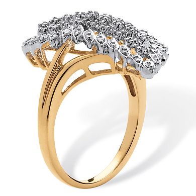 1/9 TCW Round Pave Diamond Cluster Ring in 18k Gold-plated