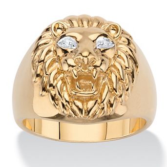 Men's Diamond Accent Lion Head Ring in 18k Gold-plated