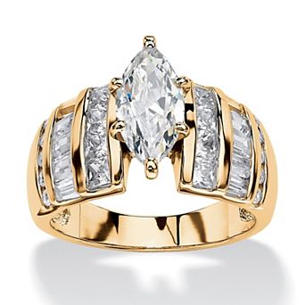 3.47 TCW Marquise-Cut Cubic Zirconia Ring in 14k Gold-plated