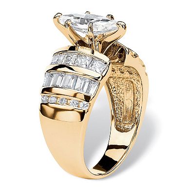 3.47 TCW Marquise-Cut Cubic Zirconia Ring in 14k Gold-plated