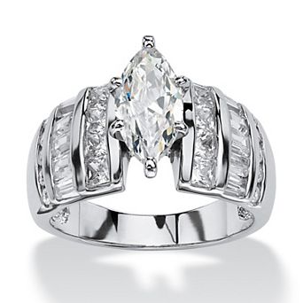 3.87 TCW Marquise-Cut Cubic Zirconia Ring in Platinum-plated