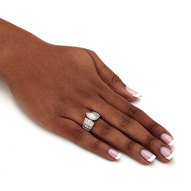 3.87 TCW Marquise-Cut Cubic Zirconia Ring in Platinum-plated