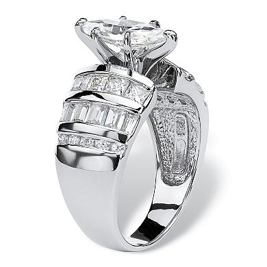 3.87 TCW Marquise-Cut Cubic Zirconia Ring in Platinum-plated