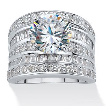 7.15 TCW CZ Multi-Row Engagement Ring in Platinum-plated