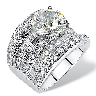 7.15 TCW CZ Multi-Row Engagement Ring in Platinum-plated