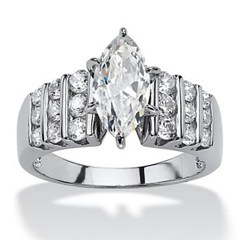 2.85 ct w Marquise Cut Cubic Zirconia Ring Platinum-Plated