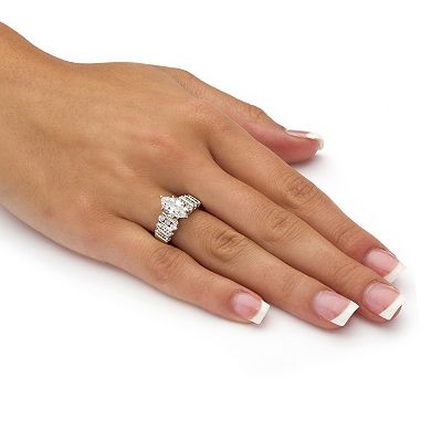2.85 Cttw Marquise Cut Cubic Zirconia Ring Platinum-Plated