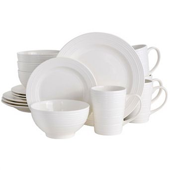 Gibson Home Amelia Court 16 pc Fine Ceramic Embossed Dinnerware Set - White